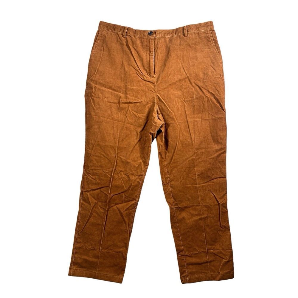 Lands' End Womens Elastic Waist High Rise Corduroy Straight Leg Pants SZ 18P